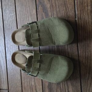 Olive Corduroy Women's Slide-On Shoes